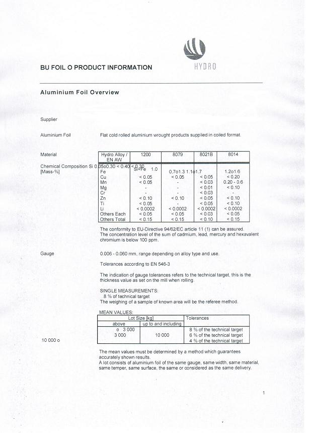 al&uuml;minyum folyo