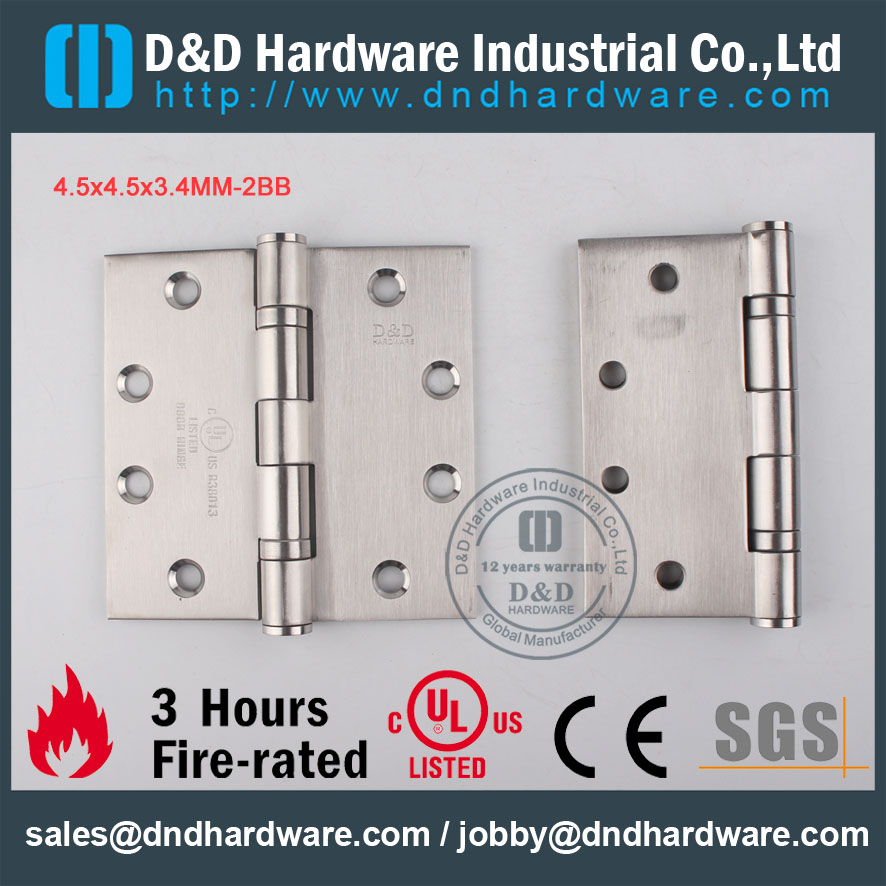 D & D Hardware-UL fogo M 4.5x4.5x3.4-2BB Porta DDSS001 dobradiça