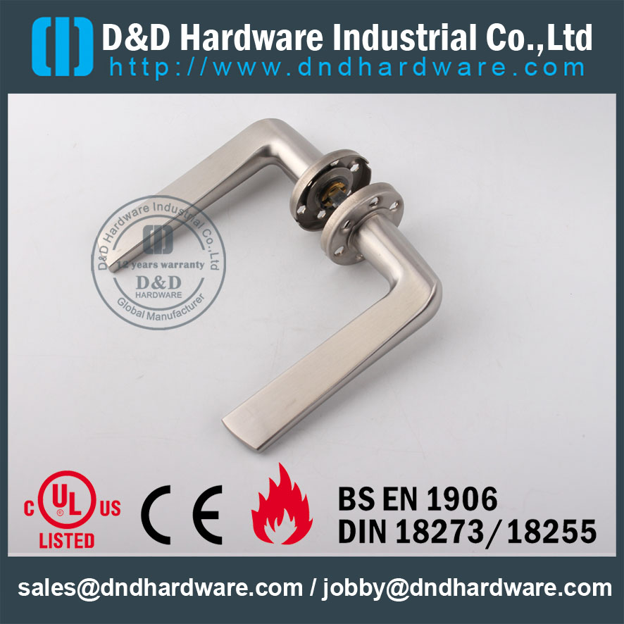 D & D Hardware-Fire Rated SS304 maçaneta da porta sólida DDSH022