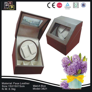 PU leather Glass Top single watch winder watch box