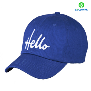 蓝色100%棉花棒球帽与简单的平面的刺绣