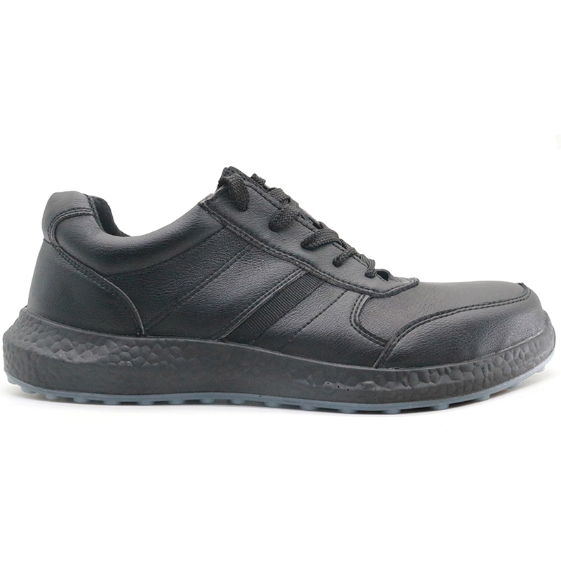 Black microfiber leather TPU sole safety work shoes steel toe cap