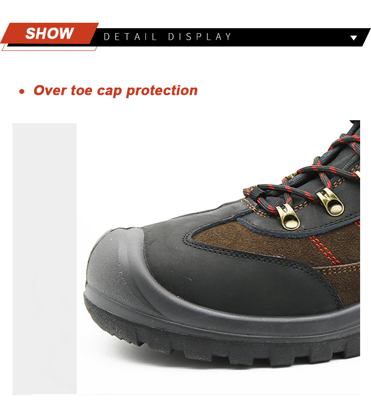 Brown Suede Leather Rubber Out Sole Sport Model Safety Shoes Steel Toe