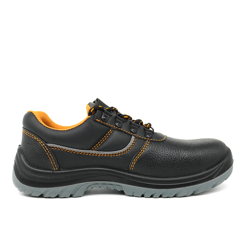 Black leather steel toe puncture proof men safety shoes work