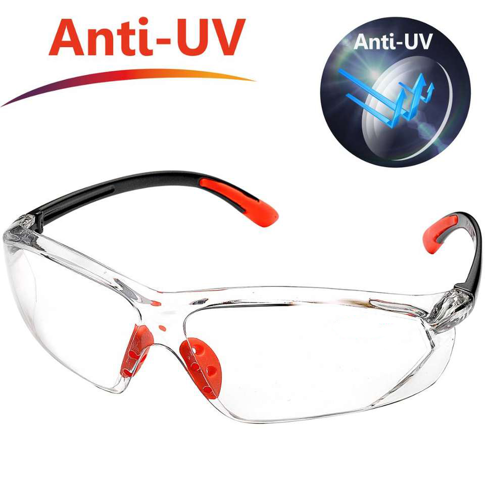 CE EN 166F anti UV anti fog anti scratch clear PC lens safety glasses