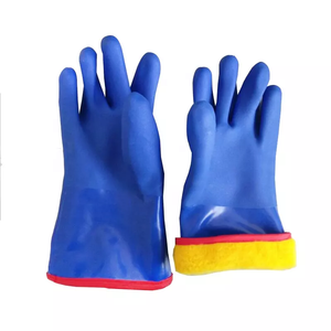 Anti Slip Oil Acid Resistant Waterproof Keep Warm Winter Working Blue Safesty Pvc Oil Gloves Industrial