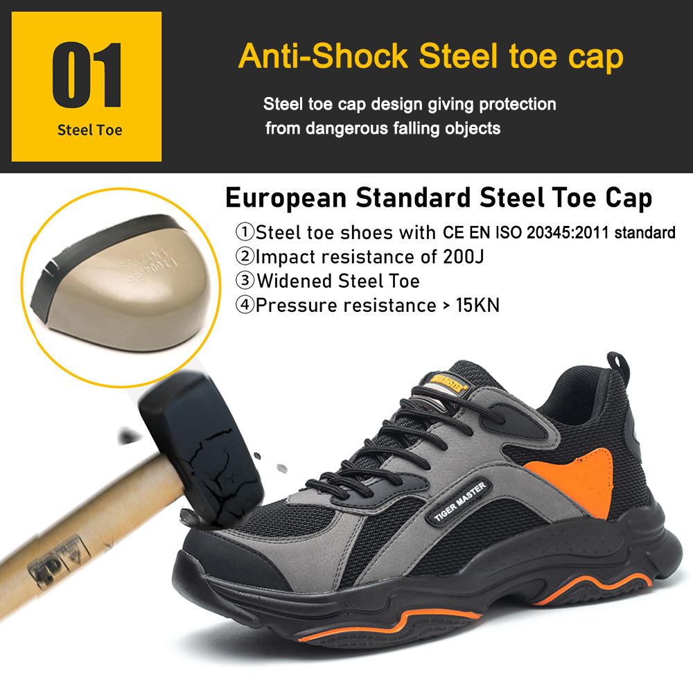 Black Soft Eva Sole Steel Toe Fashion Safety Shoes for Men