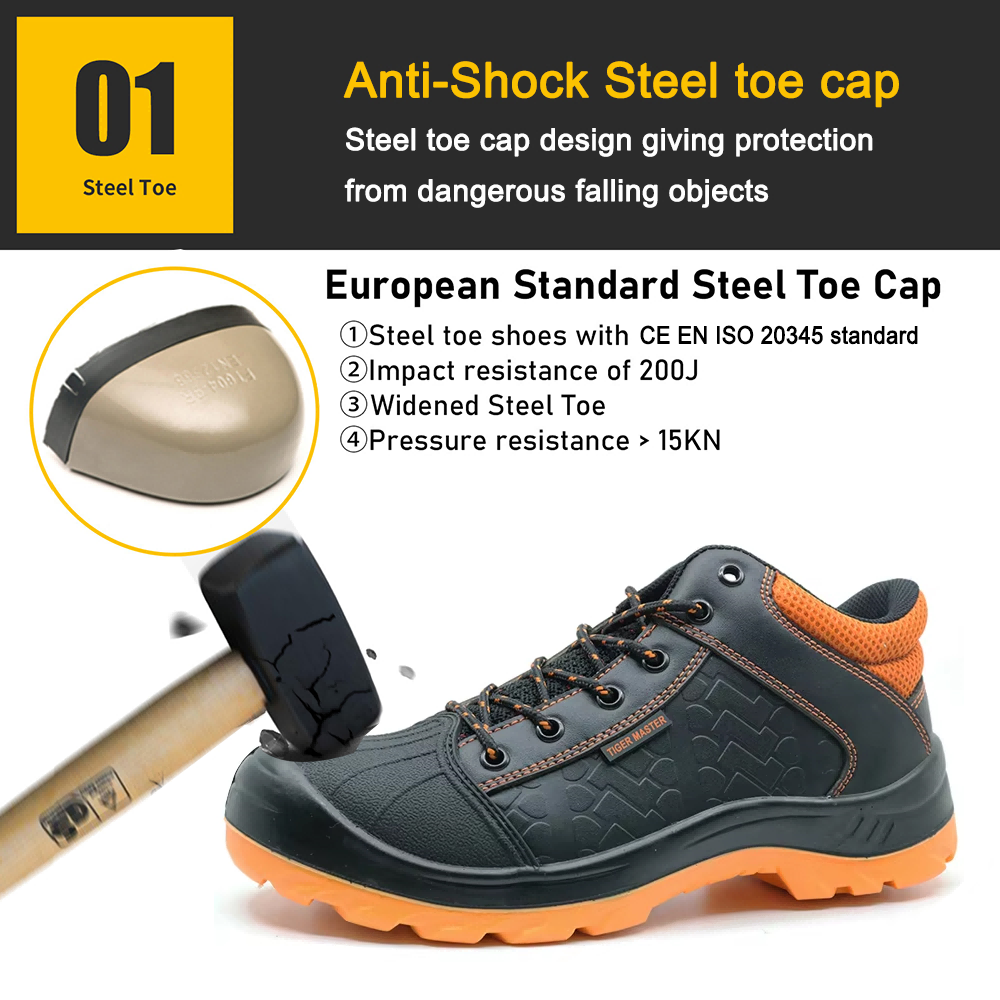 Leather Mining Safety Shoes with Steel Toe Steel Mid-sole