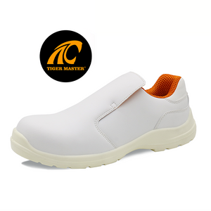 White Anti-slip Composite Toe No Lace Chef Safety Shoes for Kitchen