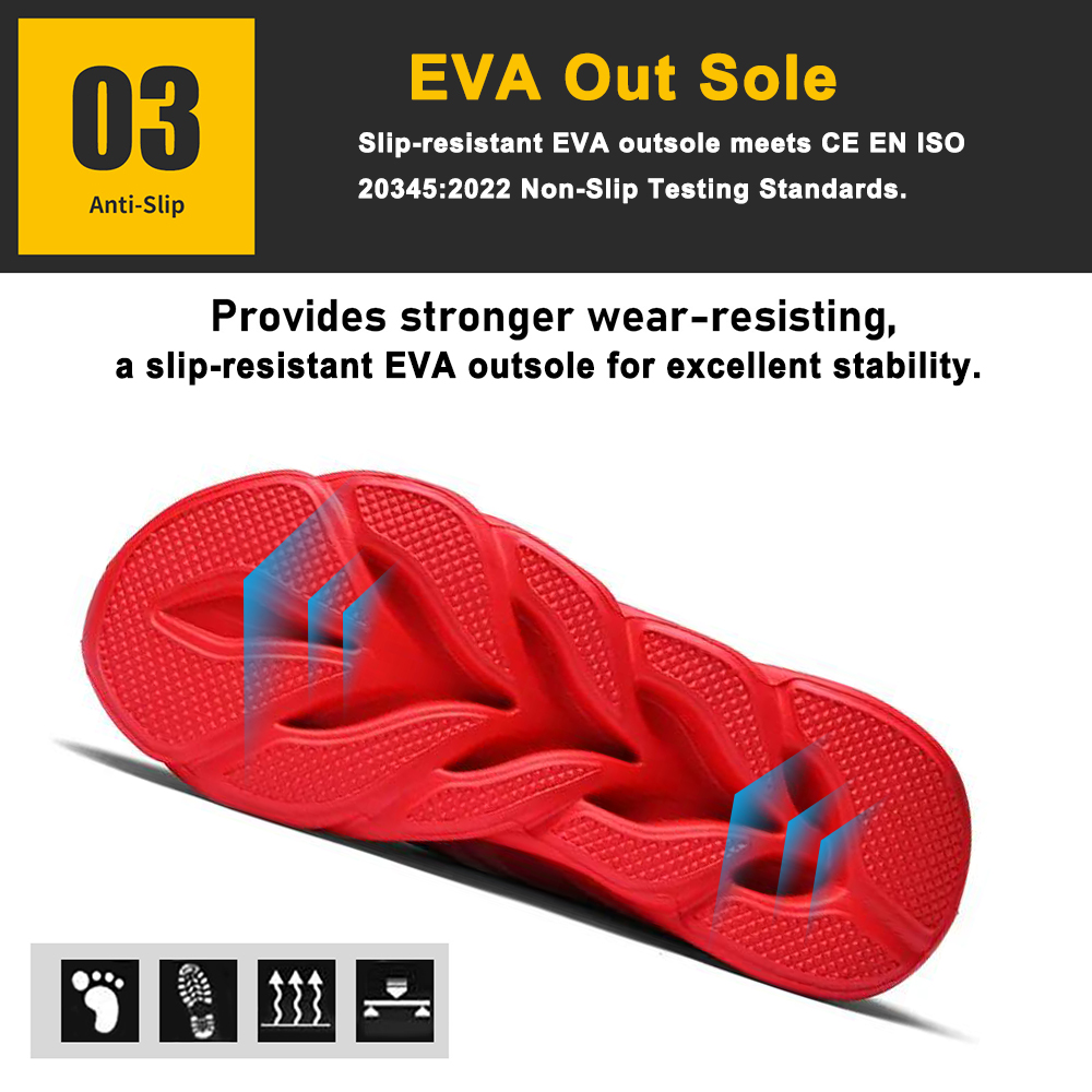 Red Light Weight Fashion Sport Safety Shoes for Women with Steel Toe