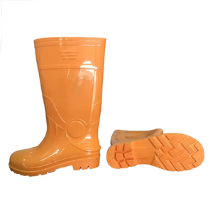 Waterproof Anti Slip Steel Toe Orange Pvc Safety Rain Boots for Men