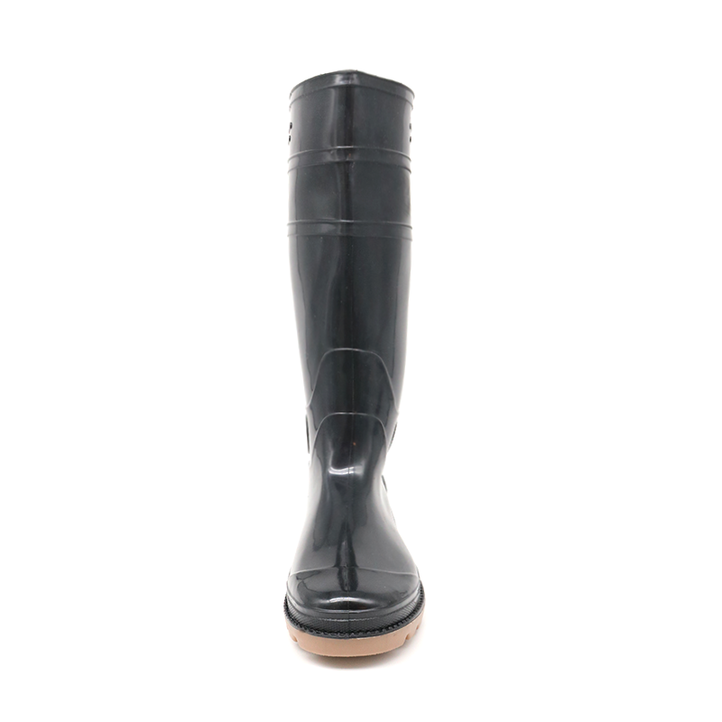 Black Waterproof Non Safety Pvc Rain Boots for Men