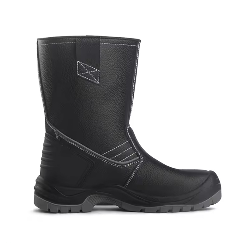 12 Inch Black Leather Steel Toe High Rigger Boots for Men