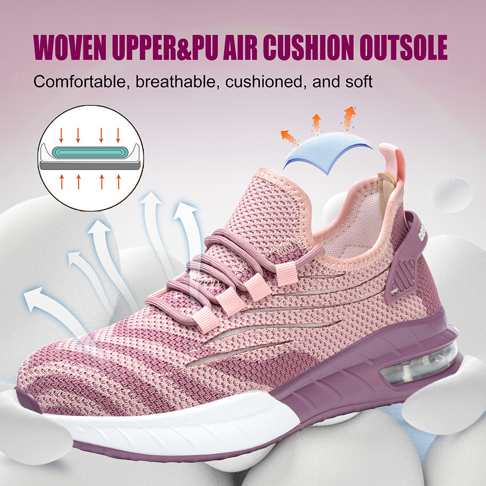 Steel Toe Anti Puncture Safety Shoes Pink for Women