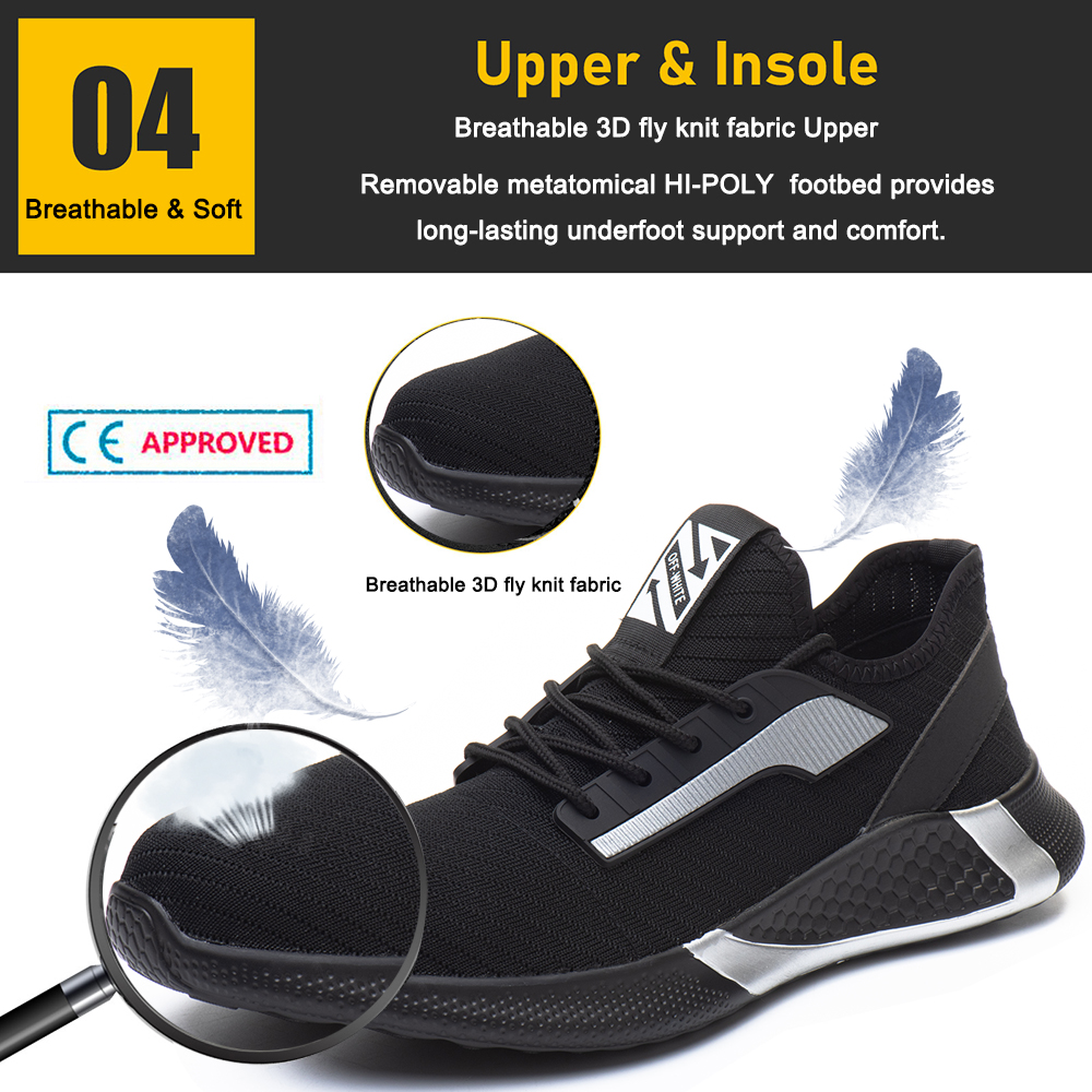 Soft EVA Sole Light Weight Casual Sports Safety Shoes for Men Steel Toe