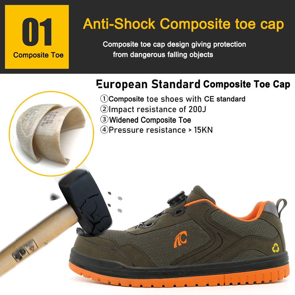 Fast Lock System Composite Toe Sport Safety Shoes for Men