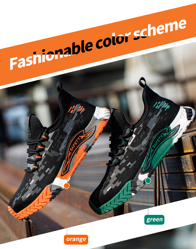 Anti Slip Fashion Sneakers Safety Shoes with Steel Toe
