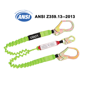 ANSI Z359. 13 Certified Green Double Hooks Safety Lanyard Energy Absorber Lanyard