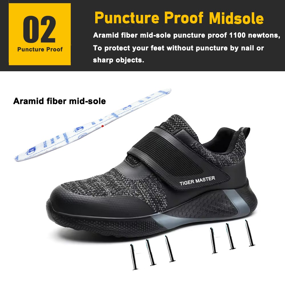 Non-slip Steel Toe Anti Puncture Fashionable Safety Shoes without Lace