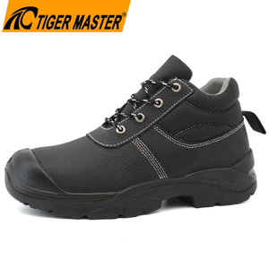 Steel Toe Men's Industrial Safety Shoes Black Leather