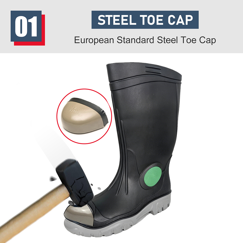 Waterproof Steel Toe Anti-puncture PVC Safety Rain Boots Heavy Duty