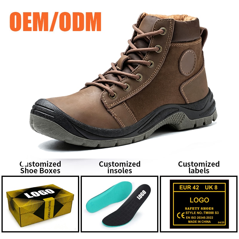 Genuine Leather Steel Toe Construction Safety Shoes for Men