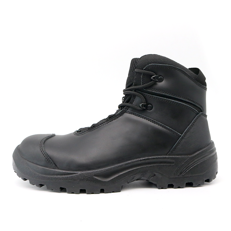 Genuine Leather Fiberglass Toe Safety Shoes Black