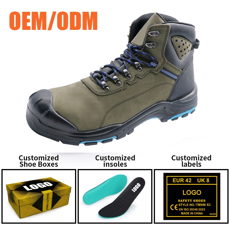 Steel Toe Prevent Puncture Nubuck Leather Safety Boots High Quality