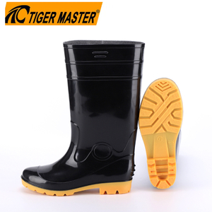 Anti-slip Black Shiny PVC Rain Boots Waterproof