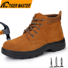 Anti-smash Suede Leather Safety Boots Rubber Sole with Steel Toe