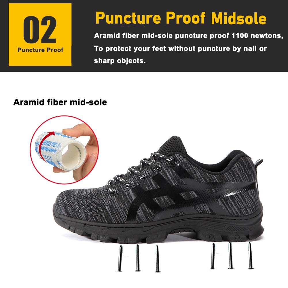 Anti-skid Rubber Sole Sport Safety Shoes Steel Toe
