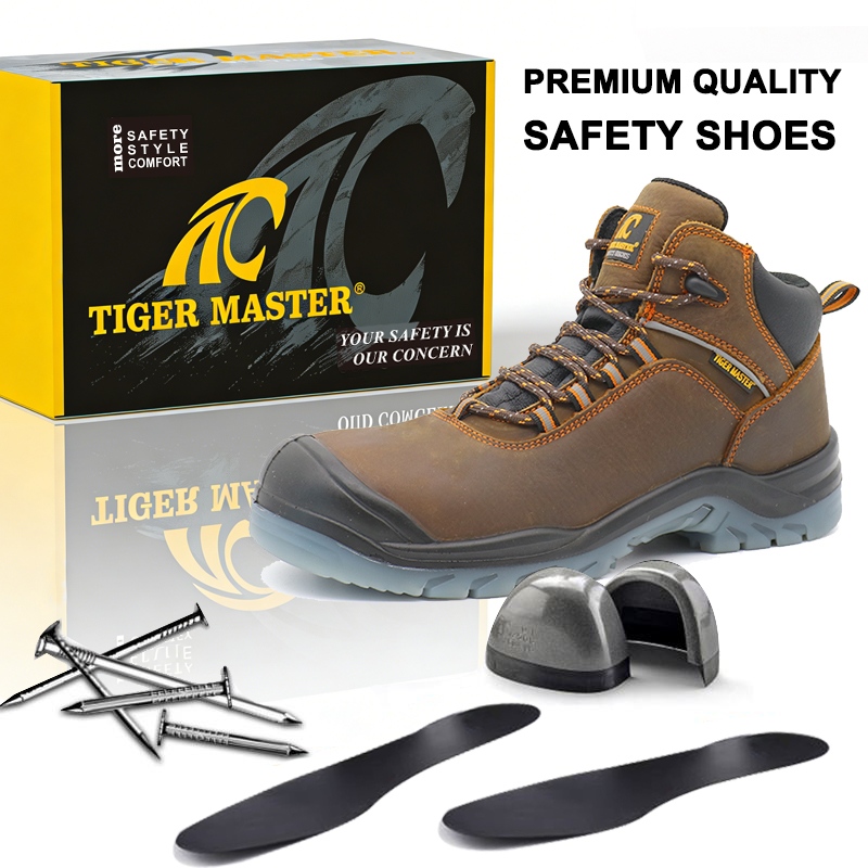 TPU Sole Leather Oil Industry Work Boots with Steel Toe