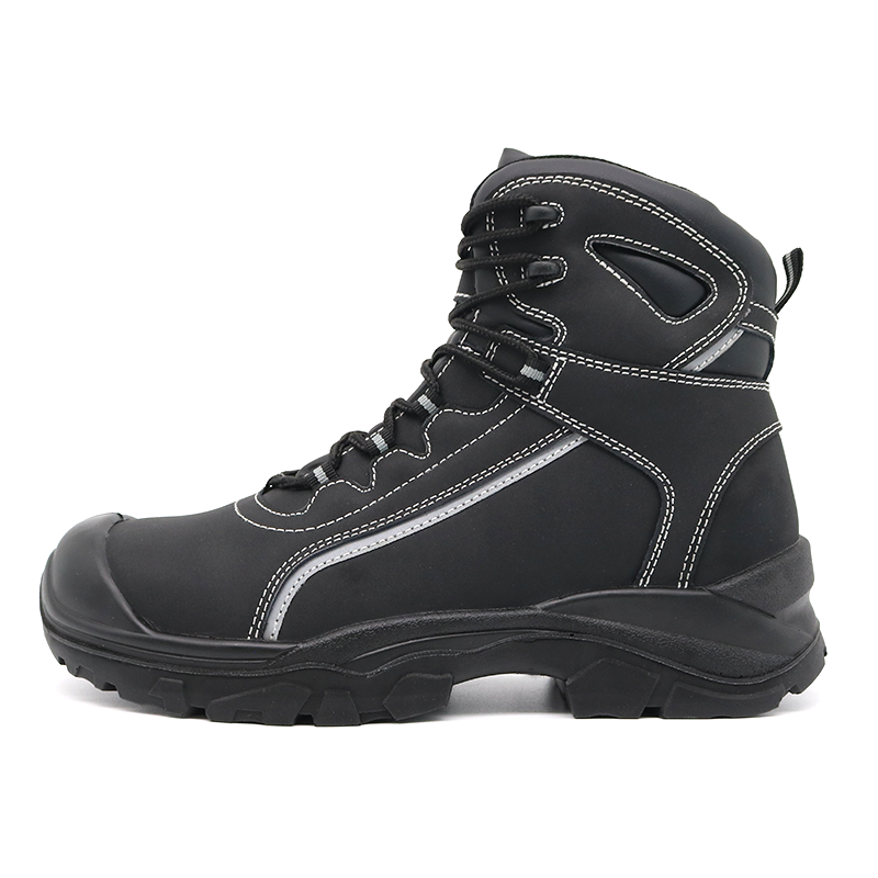 Anti-slip Fiberglass Toe Industrial Safety Boots Black
