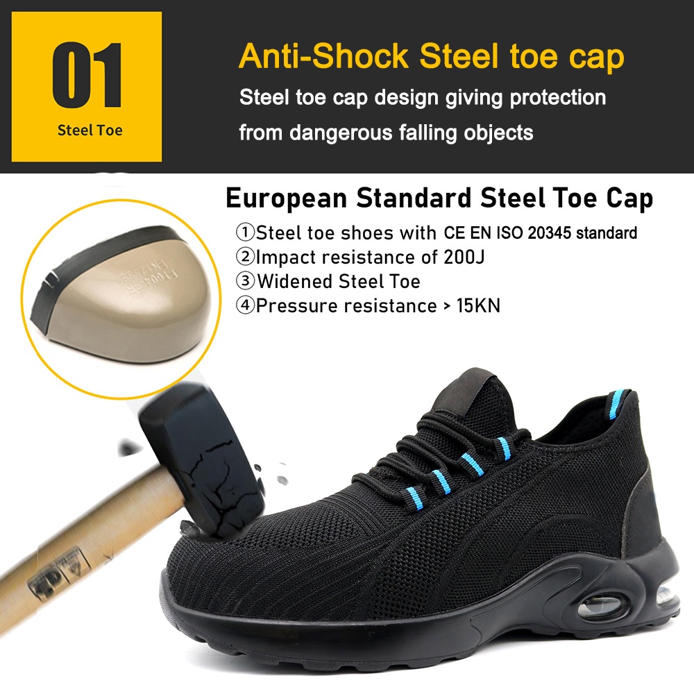 Air Cushion Steel Toe Anti Puncture Safety Shoes Fly Knit