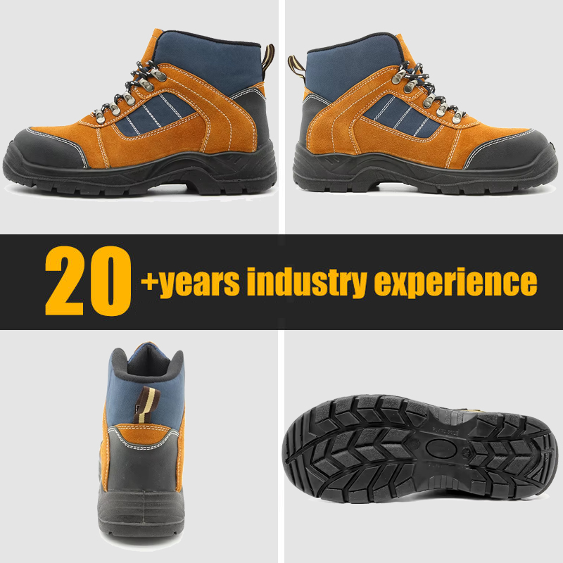 Anti-smash Suede Leather Safety Boots Rubber Sole with Steel Toe
