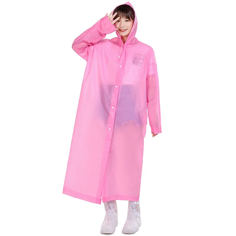 Pink Waterproof Long EVA Raincoat for Women