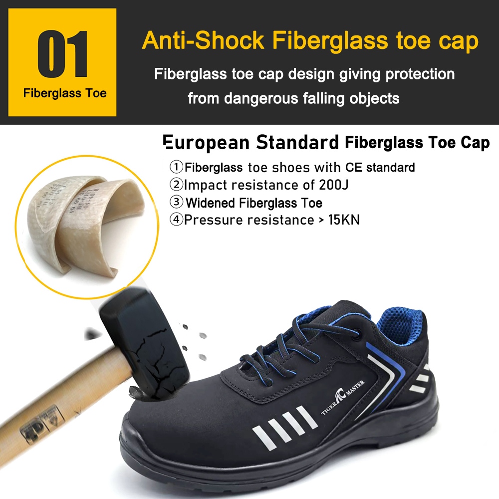 Fiberglass Toe Anti-static Safety Shoes Metal Free for Unisex