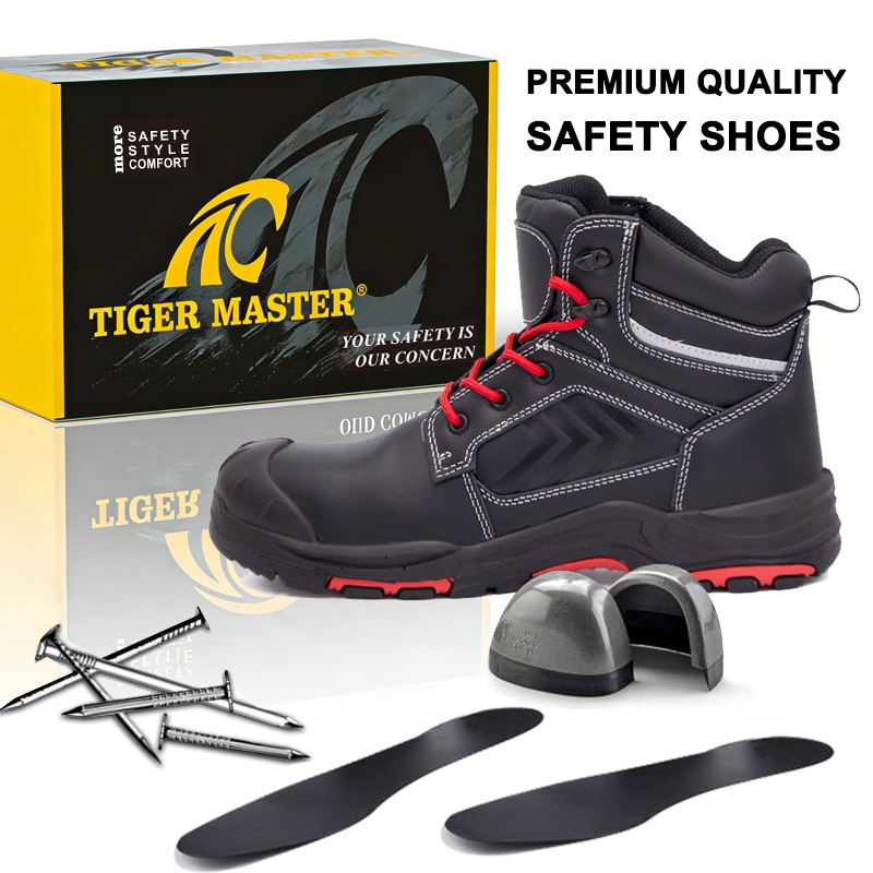 Steel Toe Leather Mining Safety Boots PU Rubber Sole