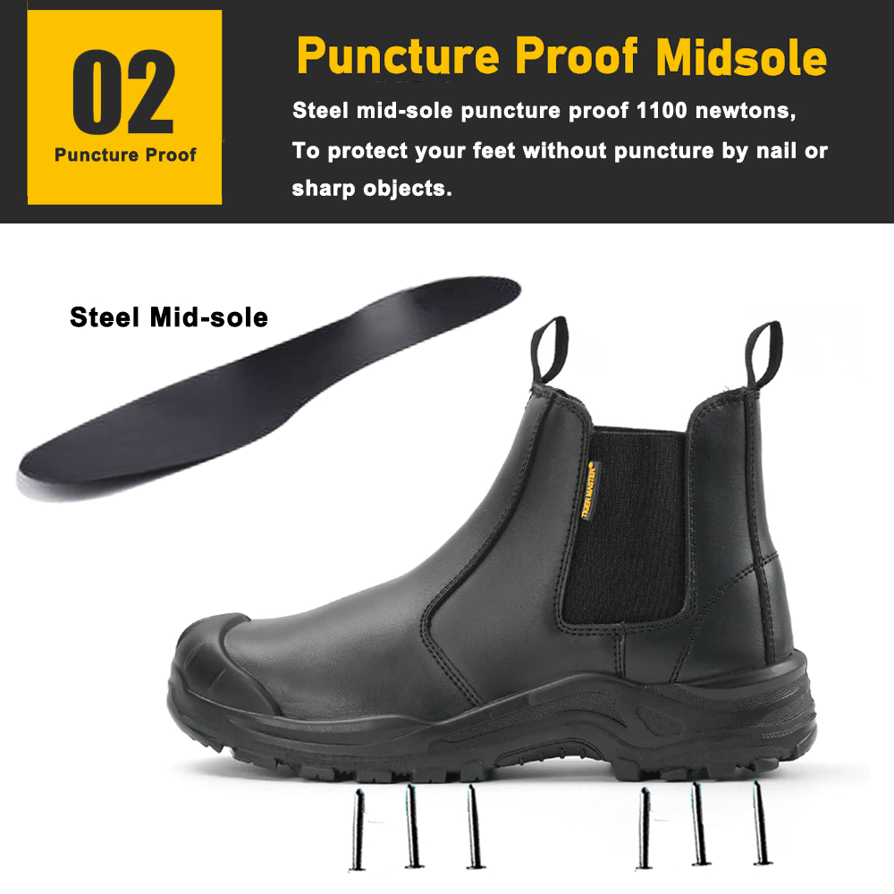 Steel Toe Puncture Proof Safety Shoes Leather without Laces