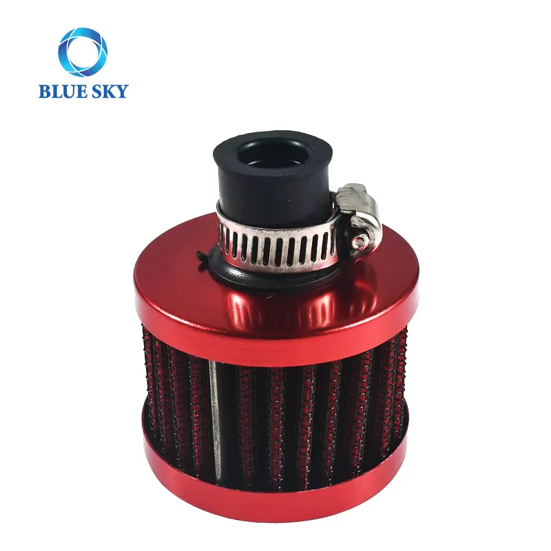 Filtro de aire de 12 mm Mini cono de motor rojo universal Filtro de entrada de aire limpio en frío Respiradero de ventilación turbo