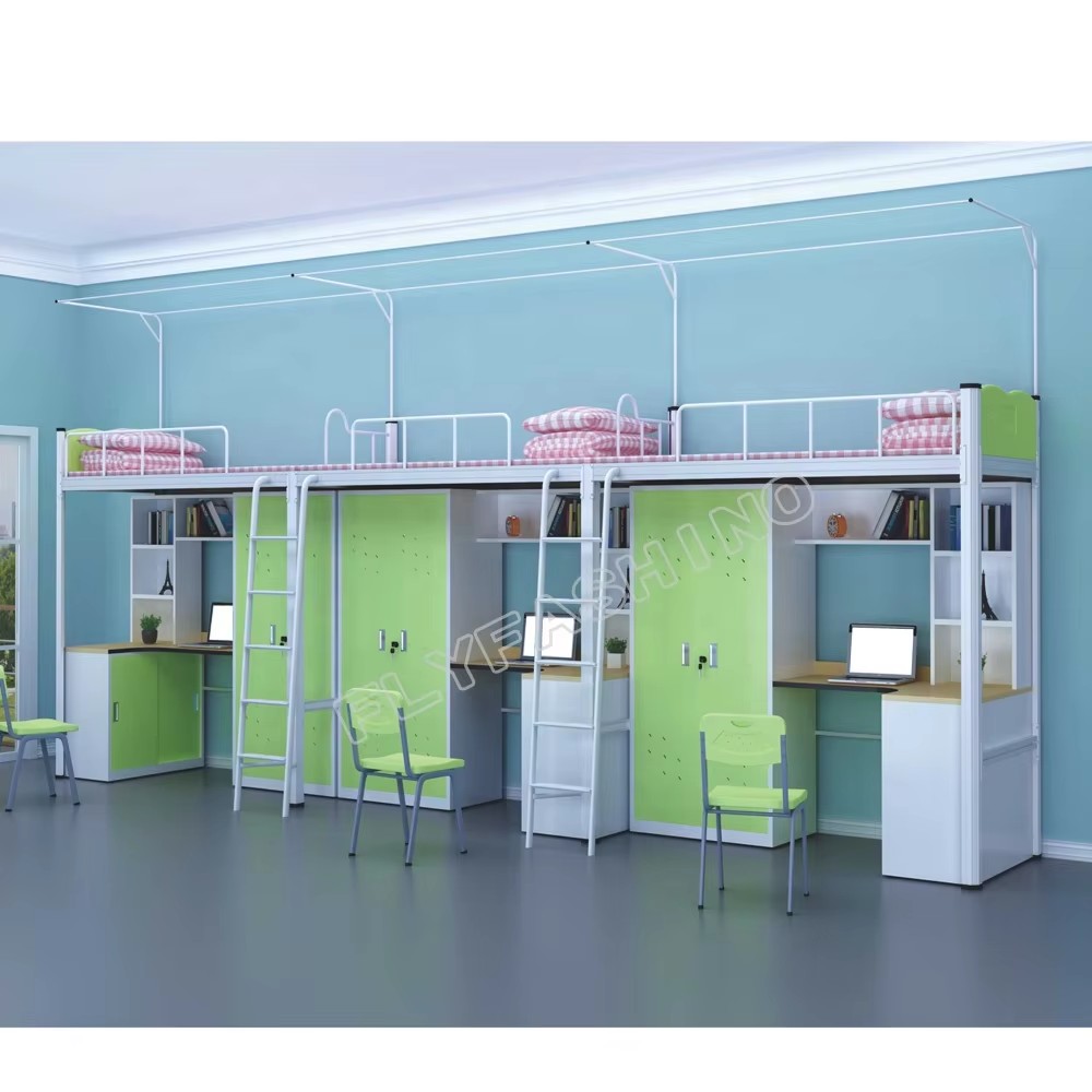 School Bed Dormitory Beds Dormitory Furniture Single Student Bed with Wardrobe and Study Table