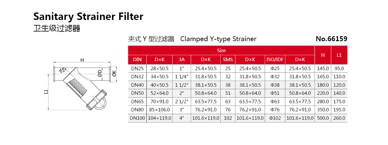 Санитарный фильтр из нержавеющей стали