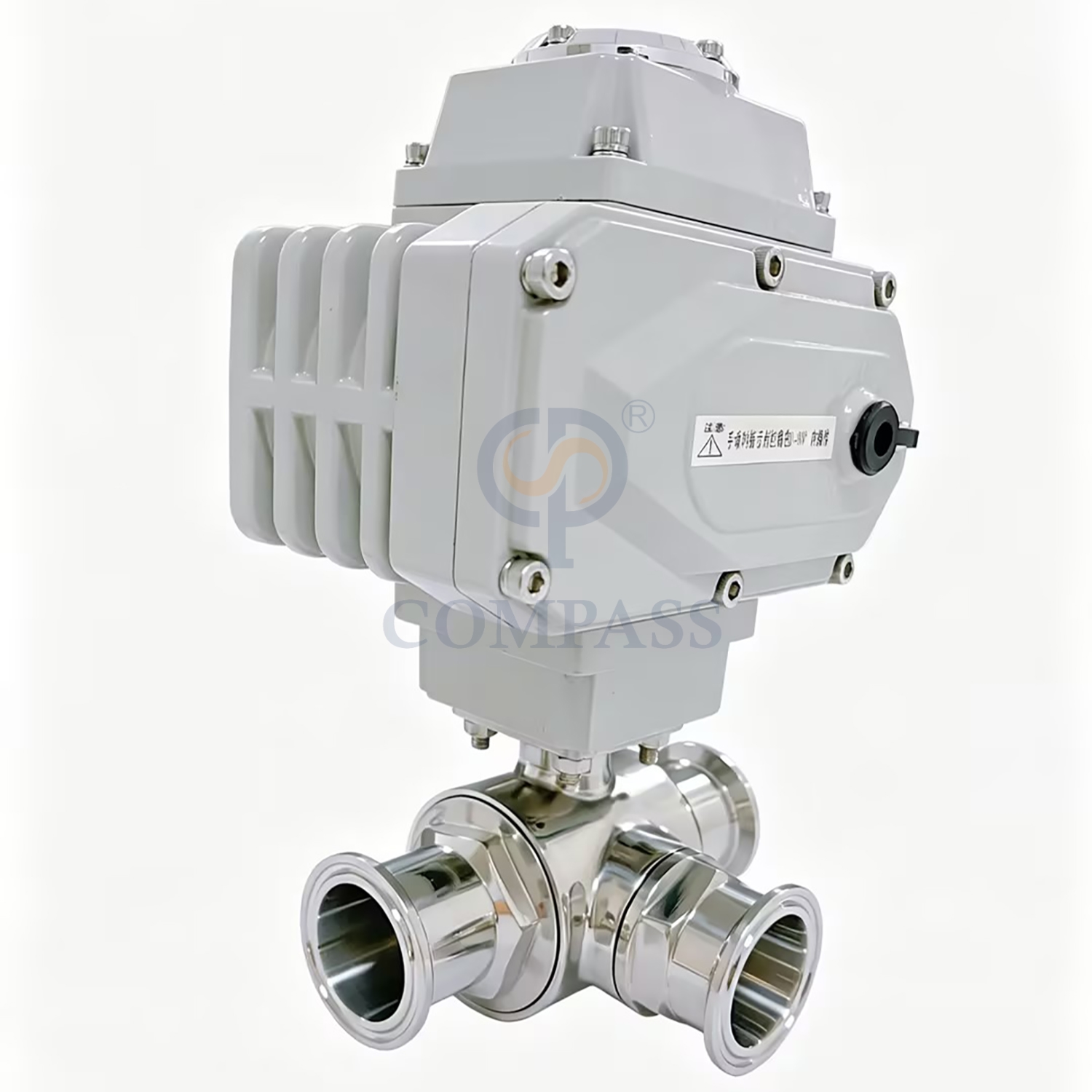 Самый продаваемый электрический шаровой кран из нержавеющей стали в санитарном исполнении SS304 50,8 мм, трехходовой шаровой кран с L-образным отверстием и электрической головкой 220 мм