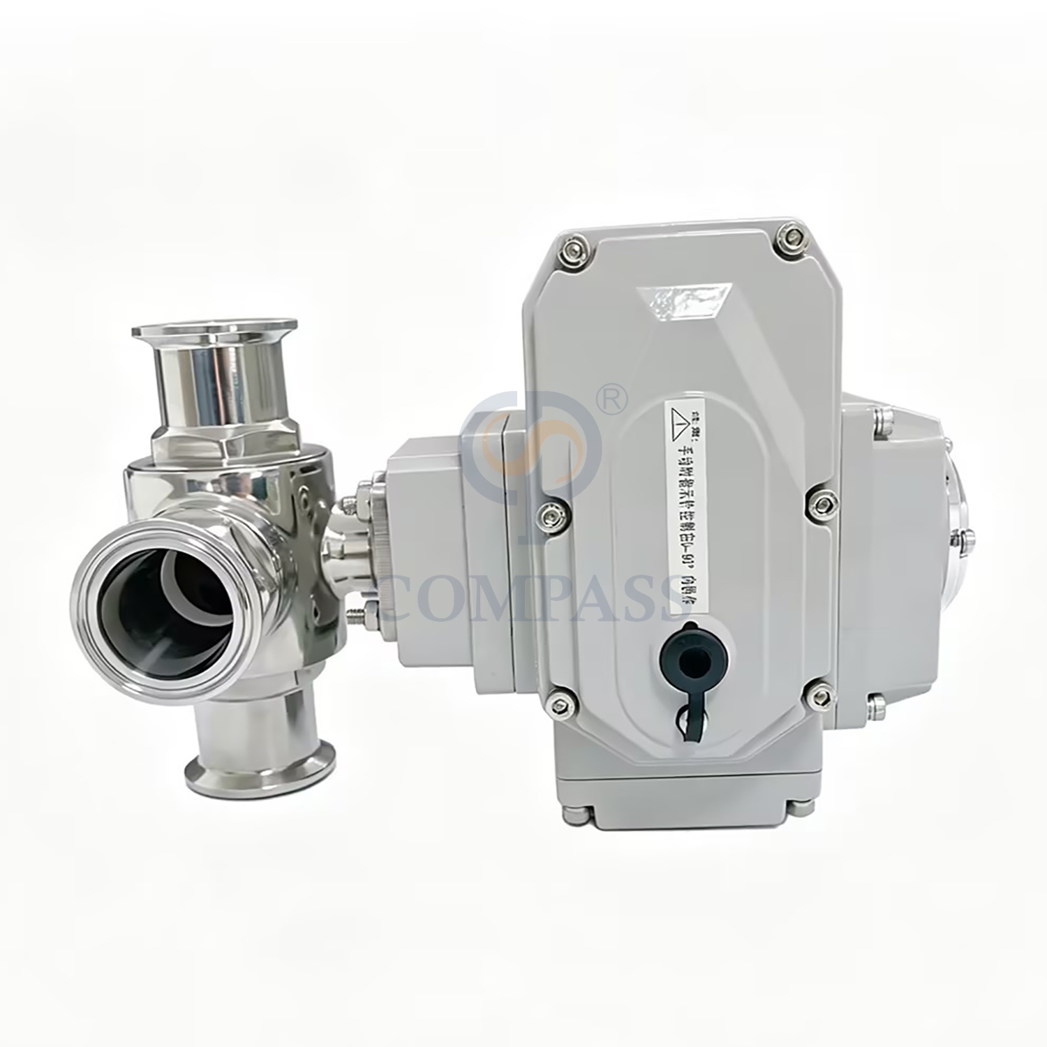 Самый продаваемый электрический шаровой кран из нержавеющей стали в санитарном исполнении SS304 50,8 мм, трехходовой шаровой кран с L-образным отверстием и электрической головкой 220 мм