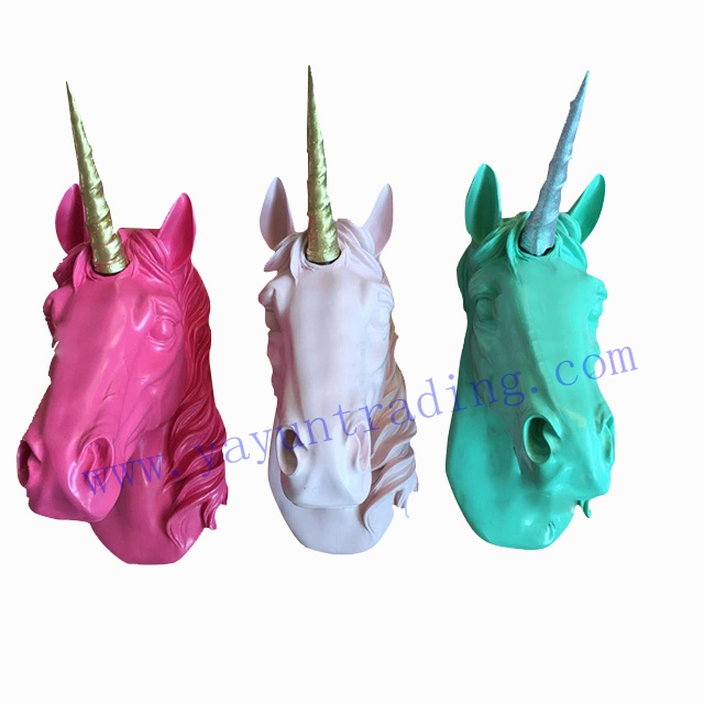 colorful hand painted resin unicorn