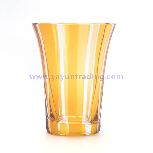 customized handmade short glass drinking cup with natural slate coaster
