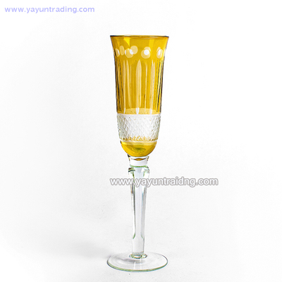 hand made yellow glass wine 150ml champagne flutes 