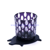 hand cut black glass candle jar and vessel