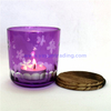 home decoration glass candle holder with wooden lids