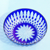 daily used elegant hand cut cobalt blue fruit glass bowl and plates
